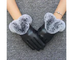Gloves Touch Screen Warm Faux Leather Anti-slip Women Gloves for Home - Black