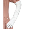 Gloves Full Finger Windproof Faux Leather Long Arm Gloves for Shopping - White