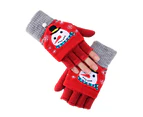 Elk Pattern Convertible Flip Top Women Gloves Winter Half Finger Thickened Warm Christmas Gloves - 3
