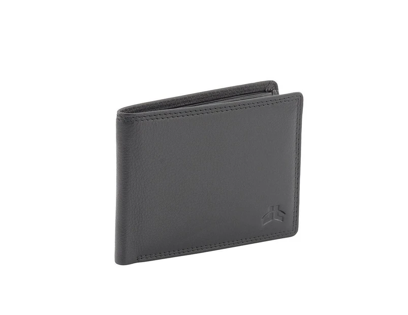 Men's Genuine Leather Wallet RFID Blocking Bifold Anti-Theft Security - Black