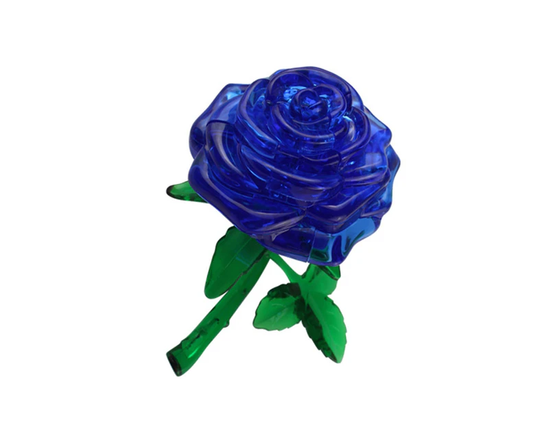 Lovely 3D Rose Flower Crystal DIY Puzzle Jigsaw Gift Gadget Children IQ Toy Blue