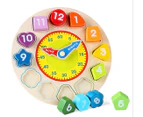 Time Clock Toy for Kids Wooden Time Learning Shape Sorting Color Game Montessori Early Education Math Set Kid Jigsaw Play Tool Preschool Toddler Puzzle Toy