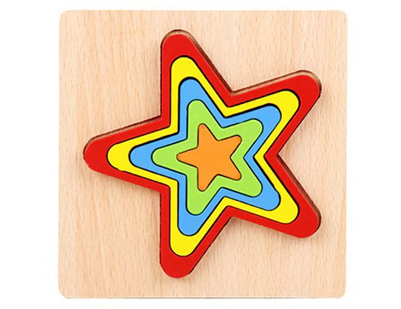 Wooden Rainbow Color Geometry Jigsaw Puzzle Board Shape Cognition Education Toy 4#