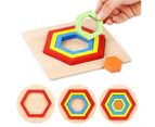 Wooden Rainbow Color Geometry Jigsaw Puzzle Board Shape Cognition Education Toy 5#