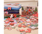 Wooden Santa Claus Jigsaw Puzzles Kids Toy DIY Handmade Xmas Gift with Iron Box 1#