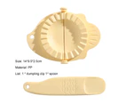 1 Set Dumpling Maker with Filling Spoon Hand Press Non-stick Foldable Hanging Hole Multipurpose Plastic Pie Ravioli Dumpling Mold Kitchen Gadget-Yellow