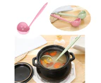 2 in 1 Filter Colander Hot Pot Porridge Soup Long Handle Big Spoon Kitchen Tool-Green