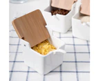 250ml Flip Lid Seasoning Box with Spoon Ceramic Spice Salt Sugar Spice Pot Kitchen Gadget-B