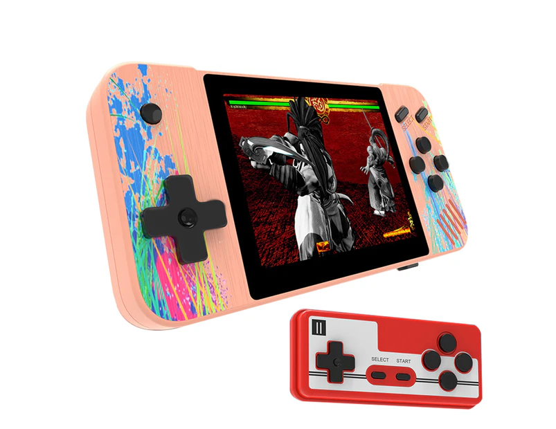 G3 Game Console High Resolution Long Standby Time Ergonomic Nostalgic AV Output Handheld Gaming Player for Kids-Pink Double Style