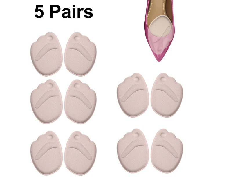 5 Pair - Soft sponge Forefoot Heel Cushion Inserts for Women Shoes Relieves Pain and Discomfort and Fits All