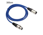 Audio Cable Durable High Performance Three Colors Optional XLR Male to Female Audio Wire for Microphone-Blue 3M