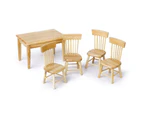 5Pcs Dining Table Chair Model 1:12 Dollhouse Miniature Wooden Furniture Toy Set - White