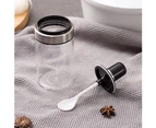 Glass Kitchen Condiment Spices Seasoning Storage Pot Container with Spoon Lid-Honey Type