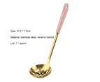 Hot Pot Spoon Multifunctional High-temperature Resistance Lightweight Stainless Steel Household Soup Ladle for Kitchen -B Pink