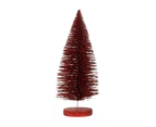 Tabletop Mini Christmas Tree Multi-color Artificial Pine Tree Decor with Base for Christmas Party Home Desktop-Red 15cm