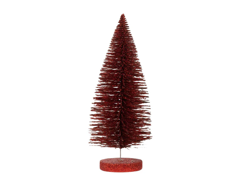 Tabletop Mini Christmas Tree Multi-color Artificial Pine Tree Decor with Base for Christmas Party Home Desktop-Red 15cm