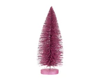 Tabletop Mini Christmas Tree Multi-color Artificial Pine Tree Decor with Base for Christmas Party Home Desktop-Rose Red 25cm