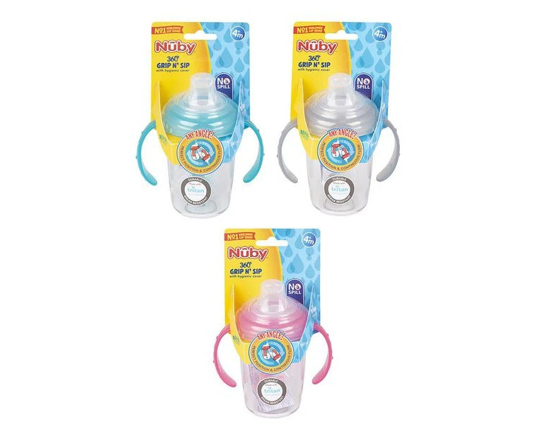 Nuby Tritan Spout Drinking Cup w/ Handles & 360 Straw 240ml 3m+ Assorted