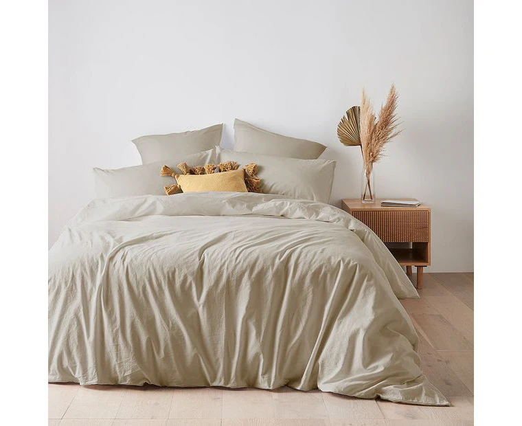 Arlo Stonewash Quilt Cover Set - Neutral