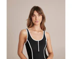 Target Sporty Zip Front One Piece Bathers - Black
