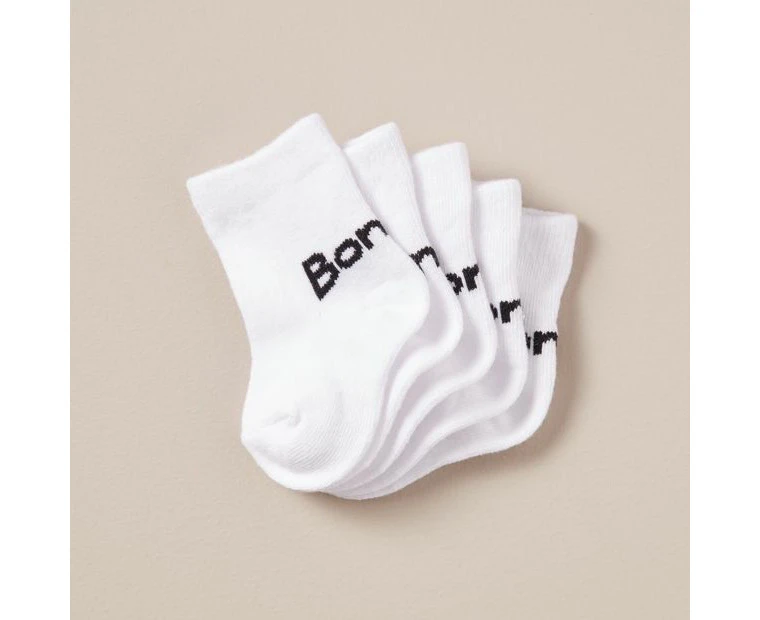 5 Pack Bonds Baby 1/4 Crew Socks - White