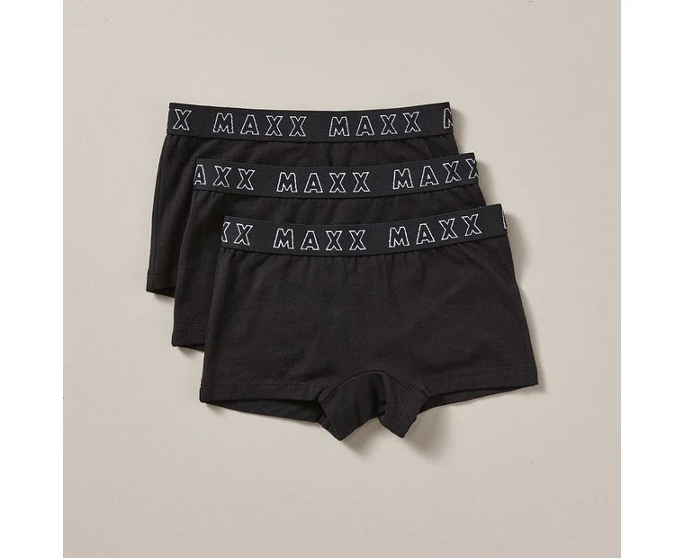 Girls 3 Pack Shortie - Maxx - Black