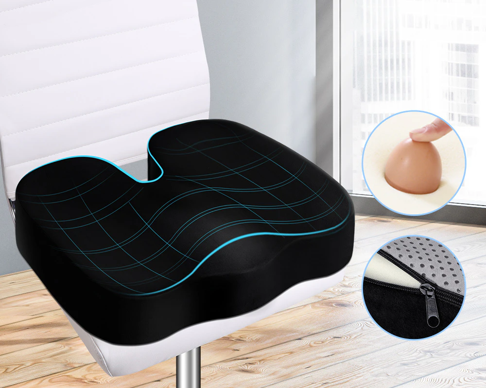 STARRY EUCALYPT Seat Cushion Car Office Memory Foam Pillow with Black Plush Cover