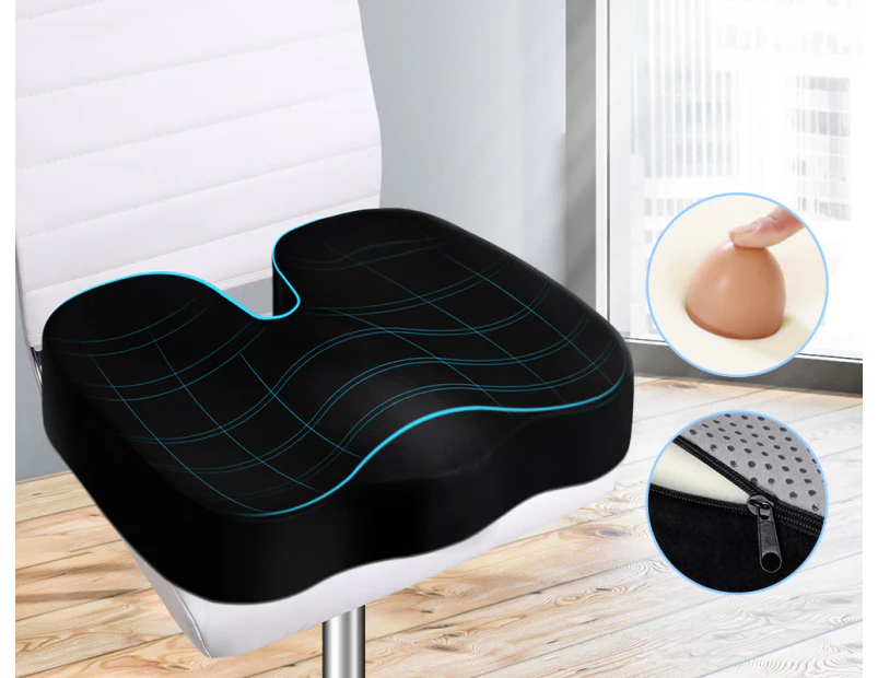 STARRY EUCALYPT Seat Cushion Car Office Memory Foam Pillow with Black Plush Cover