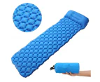 Ultralight Sleeping Pad with Built-in Pillow, Inflatable Camping Mattress for Backpacking, Traveling and Hiking, Compact and Portable Camp Mat - blue