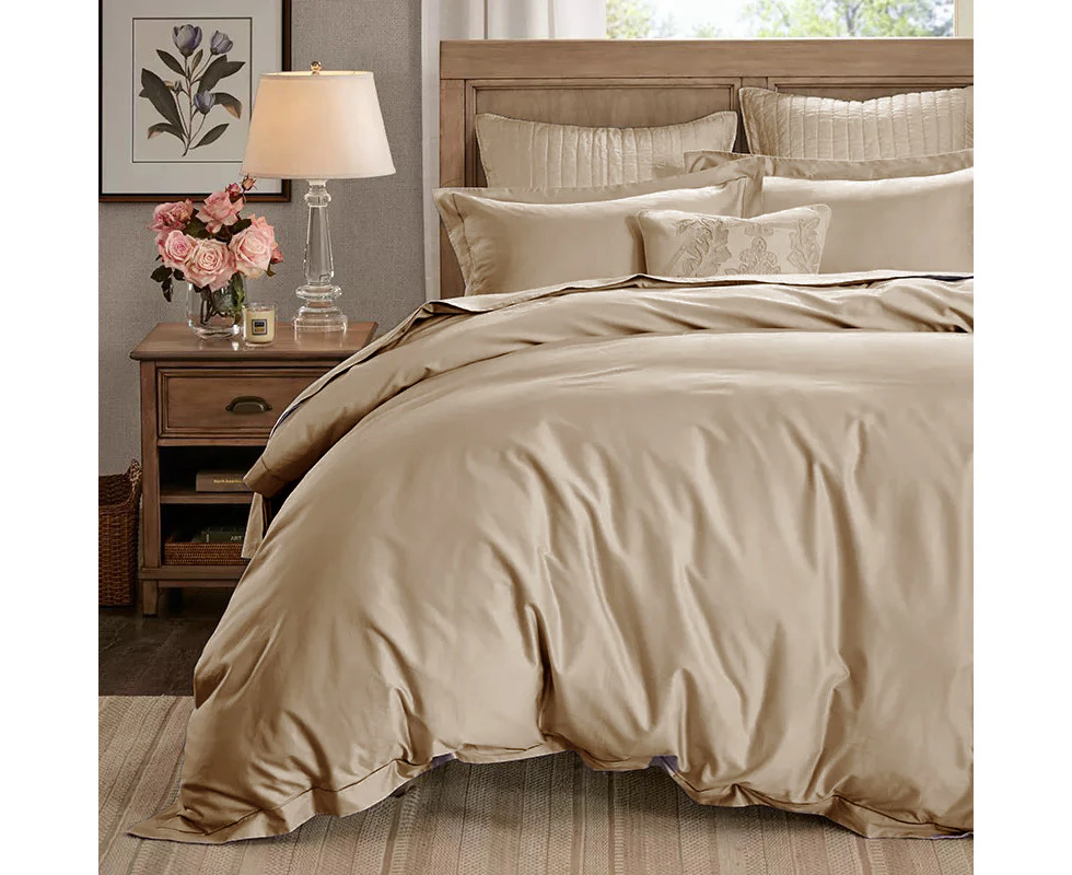 1000TC Pure Cotton Sateen Quilt Cover Set Mocha King size