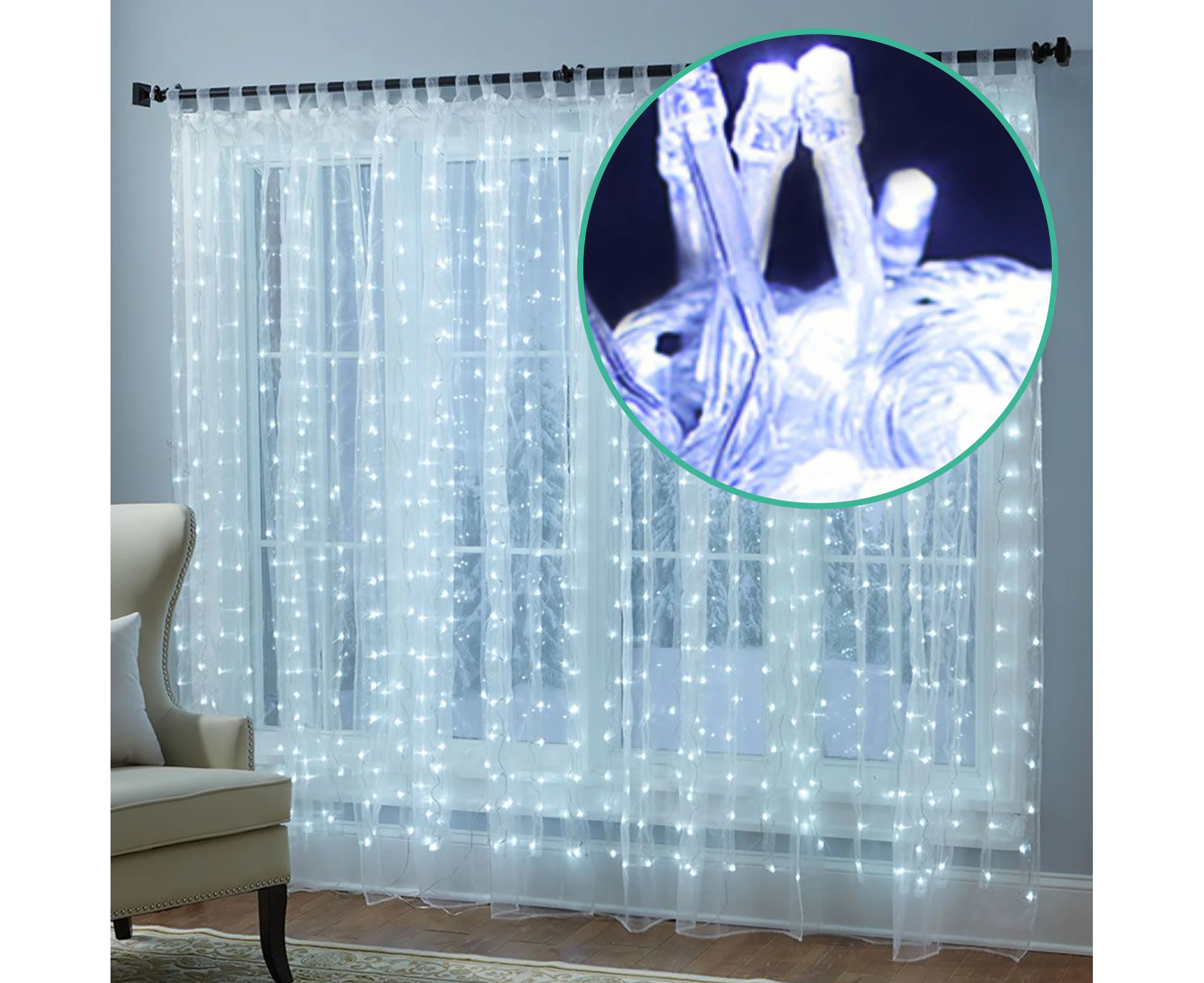 500 LED Curtain Fairy String Lights Wedding Outdoor Xmas Party Lights Cool White