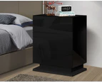 Alfordson Bedside Table Nightstand 3 Drawers 4 Side High Gloss Black
