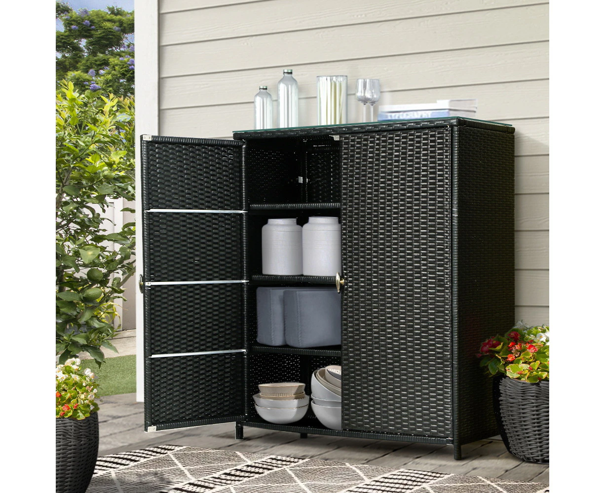 Gardeon Outdoor Storage Cabinet Box Garage Wicker Shelf Chest Garden Shed Tools