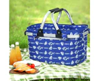 Alfresco Picnic Basket Folding Bag Hamper Food Insulated Storage