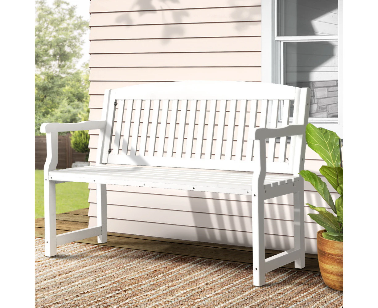 Gardeon Outdoor Garden Bench Wooden 2 Seater Lounge Chair Patio Furniture White