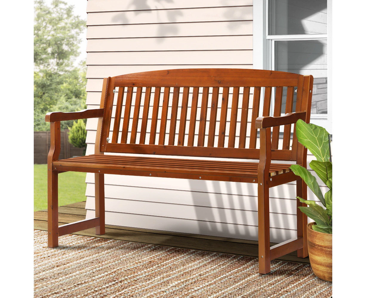 Gardeon Outdoor Garden Bench Wooden 2 Seater Lounge Chair Patio Furniture Brown