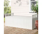 Gardeon Outdoor Storage Bench Box 129cm Wooden Garden Toy Chest Sheds Patio Furniture XL White