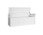 Gardeon Outdoor Storage Bench Box 129cm Wooden Garden Toy Chest Sheds Patio Furniture XL White