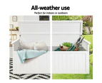 Gardeon Outdoor Storage Bench Box 129cm Wooden Garden Toy Chest Sheds Patio Furniture XL White