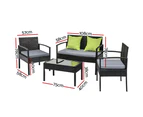 Gardeon Outdoor Sofa Set Wicker Lounge Setting Table and Chairs Storage Cover