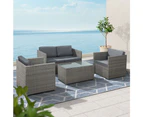 Gardeon 4-Piece Outdoor Sofa Set Wicker Couch Lounge Setting Grey