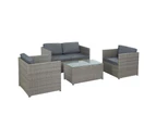 Gardeon 4-Piece Outdoor Sofa Set Wicker Couch Lounge Setting Grey