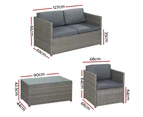 Gardeon 4-Piece Outdoor Sofa Set Wicker Couch Lounge Setting Grey