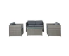 Gardeon 4-Piece Outdoor Sofa Set Wicker Couch Lounge Setting Grey