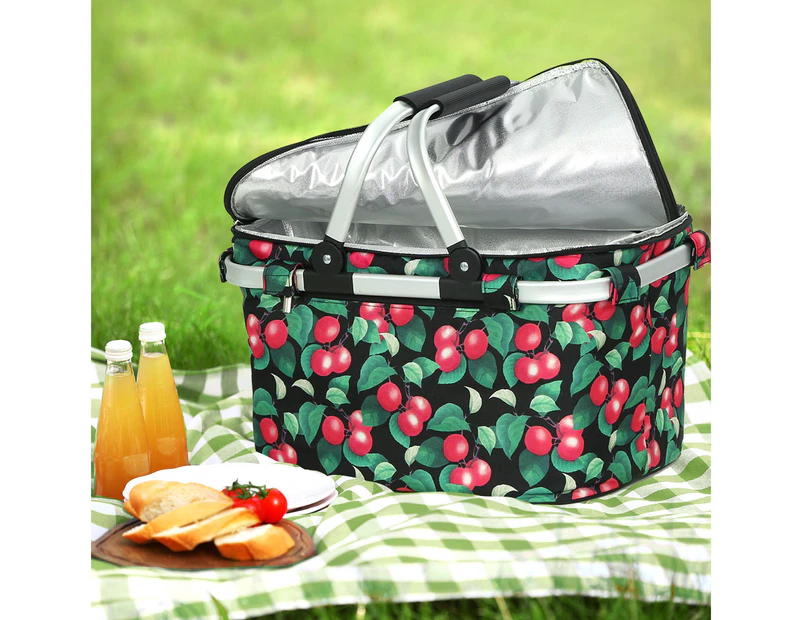Alfresco Picnic Basket Folding Bag Hamper Insulated Storage Food Cover