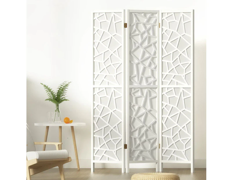 Artiss Room Divider Screen 3 Panel Foldable Wooden Divider Clover White