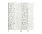 Artiss Room Divider Screen 4 Panel Foldable Wooden Divider Clover White