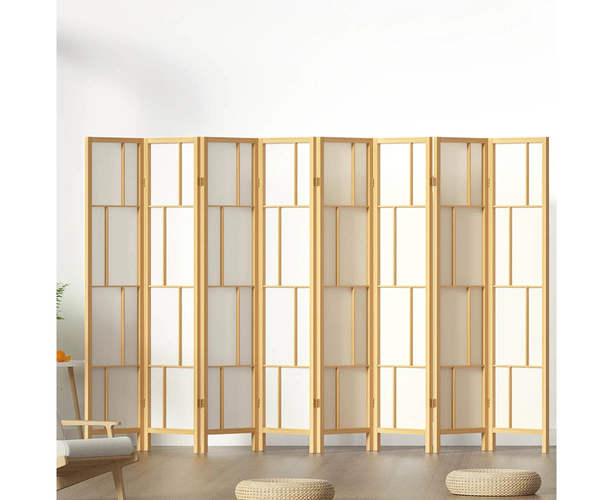 Artiss Room Divider Screen 8 Panel Foldable Wooden Divider Ashton Natural