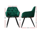 Artiss Calivia Dining Chairs Kitchen Chairs Upholstered Velvet Set of 2 Green