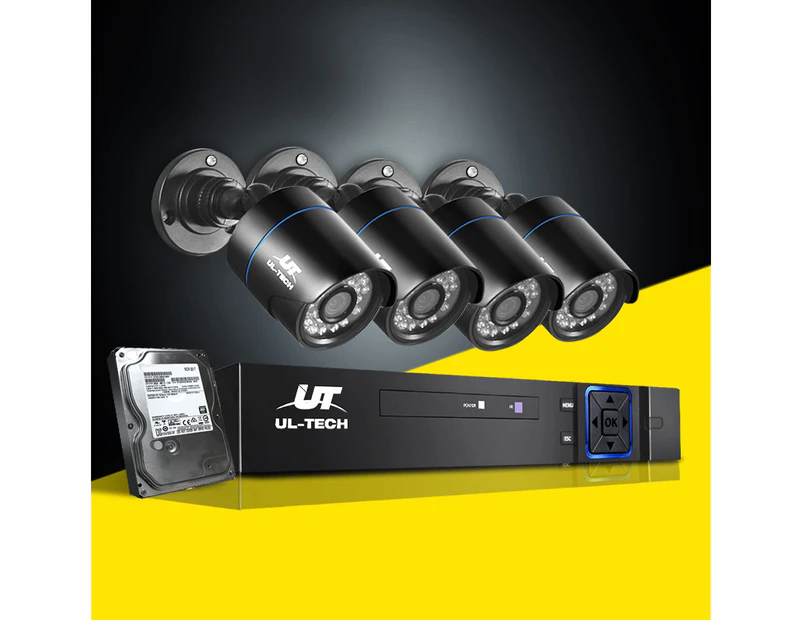 UL-tech CCTV Security System 4CH DVR 4 Cameras 4TB Hard Drive